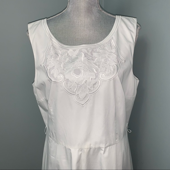 TALBOTS White 100% Cotton ruffle trim summer Dress size 14 NWT wedding guest - Picture 2 of 10